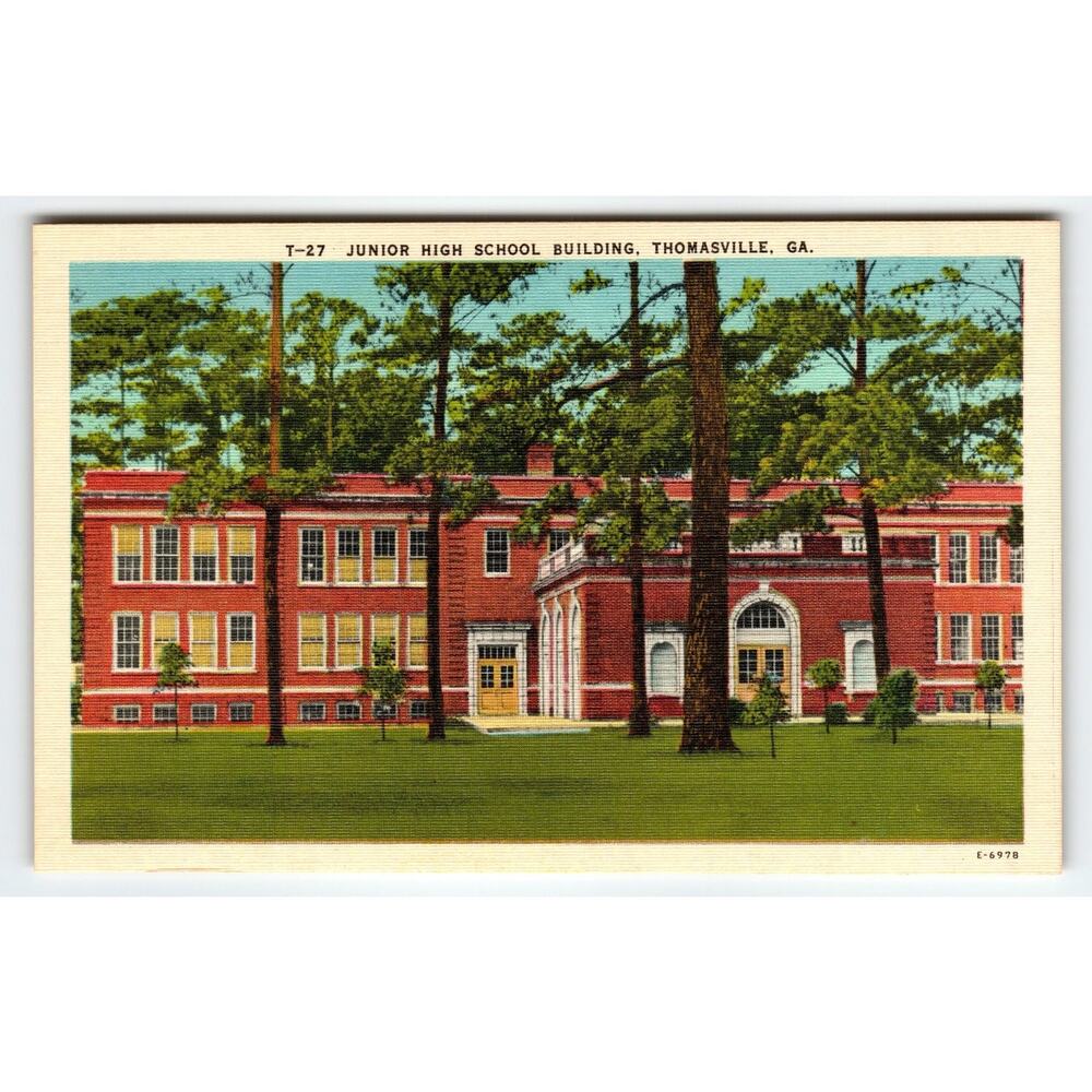 Vintage Linen Postcard Junior High School Thomasville GA 1940s